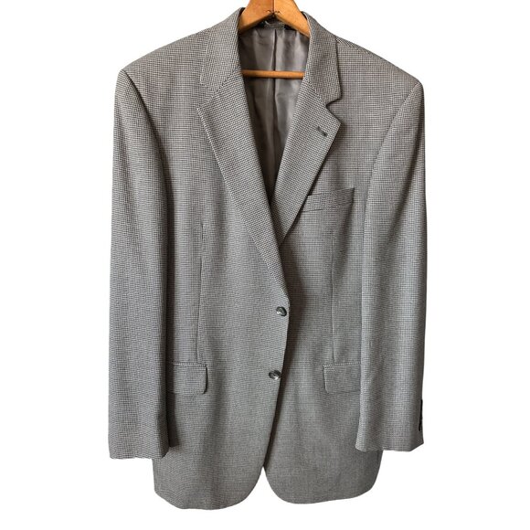Jos. A. Bank Gordon Wool Black White Houndstooth Blazer 2-Button Lined Size 42L - Picture 6 of 7